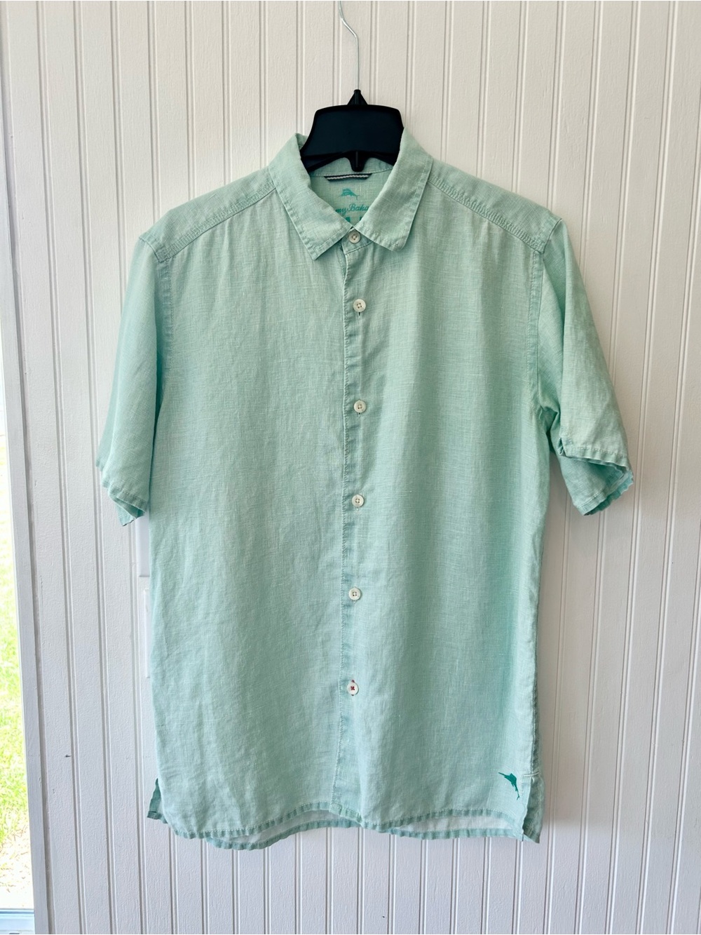 Tommy Bahama Mint Green Linen Short-Sleeve Button-Down Shirt